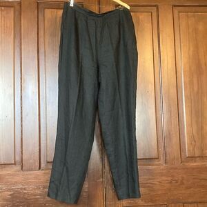 TAO Women’s Black Pleated Linen High Rise Straight Dress Pants Slacks Size 14